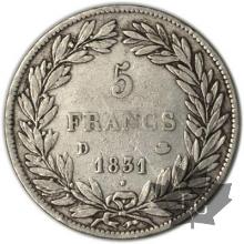 FRANCE-1831D-5 Francs Louis-Philippe  G. 676  TBTTB