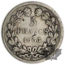 FRANCE-1833MA-5 Francs Louis-Philippe  G. 678  TBTTB