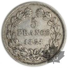 FRANCE-1834H-5 Francs Louis-Philippe  G. 678  TTB