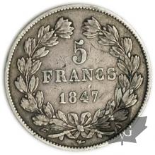 FRANCE-1847A-5 Francs Louis-Philippe  G. 678a var. TB TTB