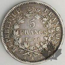 FRANCE-1871A-5 Francs Camélinat date espacée G. 744 TBTTB