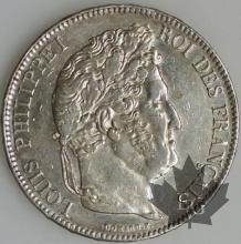 FRANCE-1837A-5 Francs Louis-Philippe  G. 678  pr. SUP