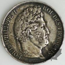 FRANCE-1844B-5 Francs Louis-Philippe  G. 678a  TTB