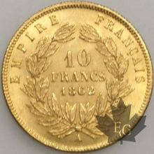 FRANCE-1862A-10 Francs  abeille G. 1014a  SUP