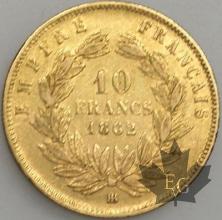 FRANCE-1862BB-10 Francs croix déplacée G. 1014a  TTB