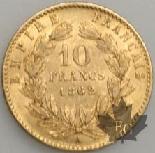 FRANCE-1862A-10 Francs  abeile décalée G. 1015  TTBSUP