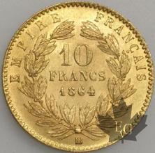FRANCE-1864BB-10 Francs G. 1015  SUPFDC