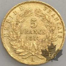 FRANCE-1854A-5 Francs G. 1000 TTBSUP