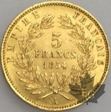 FRANCE-1854A-5 Francs G. 1000 tranche striée SUP