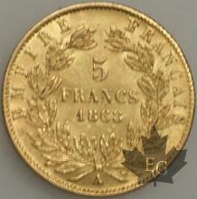 FRANCE-1868A-5 Francs G. 1002 TTBSUP