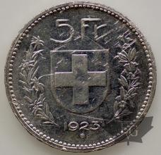 SUISSE-1923-5 Francs-TTB- SUP