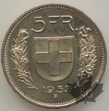 SUISSE-1953-5 Francs SUP-FDC