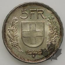 SUISSE-1949-5 Francs SUP-FDC