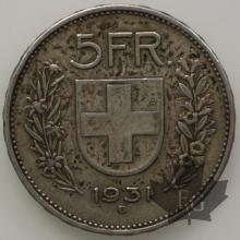 SUISSE-1931-5 Francs TTB