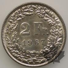 SUISSE-1967-2 Francs SUP-FDC