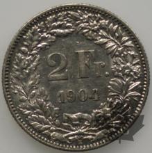 SUISSE-1904-2 Francs-TTB-SUP