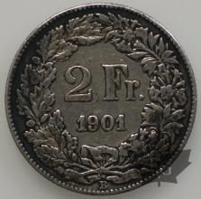SUISSE-1901-2 Francs-TB-TTB