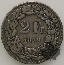 SUISSE-1879-2 Francs TB-TTB