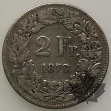 SUISSE-1878-2 Francs TB-TTB