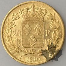 FRANCE-1830A-20 Francs Charles X tranche striée TTB+