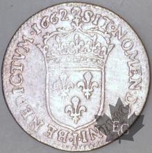 FRANCE-1662 I-1/12 Ecu  G. 115 TBTTB-Louis XIV