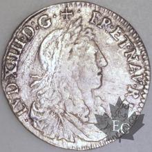 FRANCE-1662R-1/12 Ecu  G. 115 TB-Louis XIV