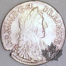 FRANCE-1663A-1/12 Ecu  G. 115 pr. TTB-Louis XIV