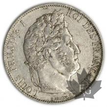 FRANCE-1844A-5 Francs Louis-Philippe  G. 678   TTB+