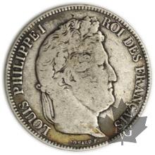 FRANCE-1843K-5 Francs Louis-Philippe  G. 678   TB+