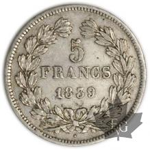 FRANCE-1839W-5 Francs Louis-Philippe  G. 678  TTB+