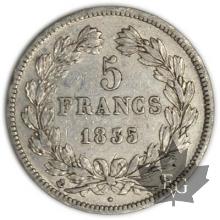 FRANCE-1835A-5 Francs Louis-Philippe  G. 678  TTB+