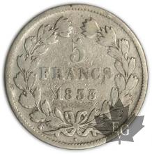FRANCE-1833 I-5 Francs Louis-Philippe  G. 678  TB+