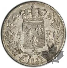 FRANCE-1823B-5 Francs Louis XVIII Buste nu TTB+