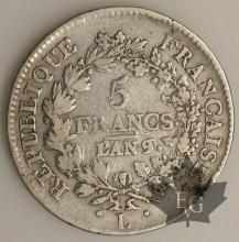 FRANCE-1800-5 Francs An 9L  (9/6) Union et Force  TBTTB