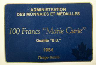 FRANCE-1984-100 FRANCS ARGENT-Marie Curie-BU