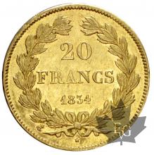 FRANCE-1834A-20 FRANCS-LOUIS PHILIPPE-prSUP