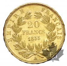 FRANCE-1855A-20 FRANCS-NAPOLEON III-SUP