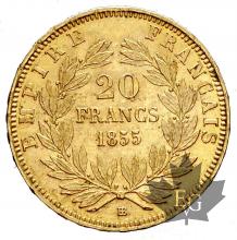 FRANCE-1855BB-20 FRANCS-NAPOLEON III-SUP-FDC