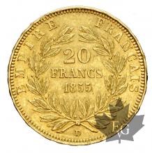 FRANCE-1855D-20 FRANCS-NAPOLEON III-TTB+