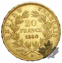 FRANCE-1860A-20 FRANCS-NAPOLEON III-SUP-FDC