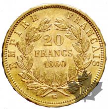 FRANCE-1860BB-20 FRANCS-NAPOLEON III-SUP-FDC