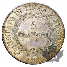 ITALIE-1806-5FRANCHI-LUCCA-BONAPARTE-BACIOCCHI-qFDC rare