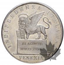 ITALIE-1848-5LIRE-SUP-FDC-VENISE