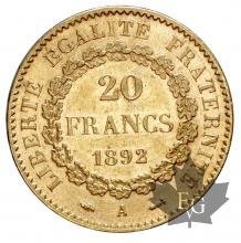FRANCE-1892-20 FRANCS-III REPUBLIQUE-TTB-SUP