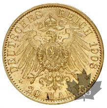 ALLEMAGNE-1908A-20 MARKS-SUP+