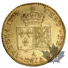 FRANCE-1792A-DOUBLE LOUIS-LOUIS XVI-TTB-SUP