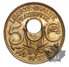 FRANCE-1935-5 CENTIMES-SUP-FDC-trou décentré
