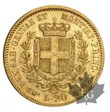 ITALIE-1850-20 LIRE-VITTORIO EMANUELE II -TTB