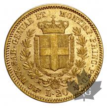 ITALIE-1852-20 LIRE-VITTORIO EMANUELE II-TTB-SUP