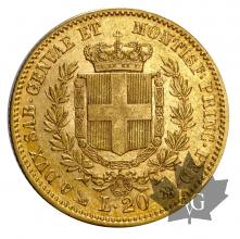 ITALIE-1854-20 LIRE-VITTORIO EMANUELE II-TTB-GE